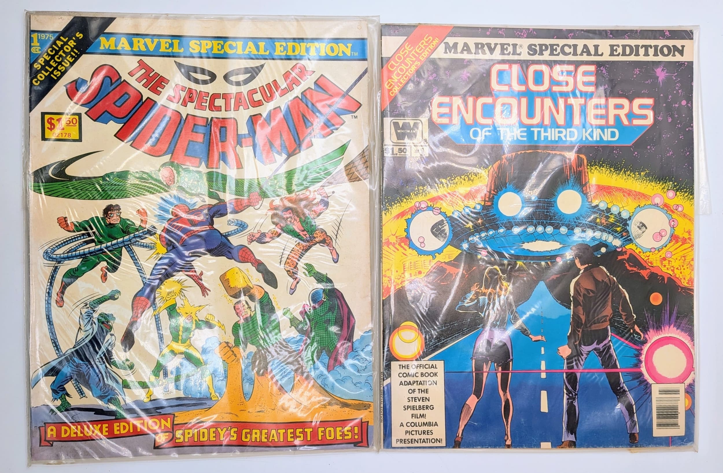 Two Vintage Marvel Collectors Edition Large Comic Books - Close Encounters and Spiderman. Please refer to photos for finer details.