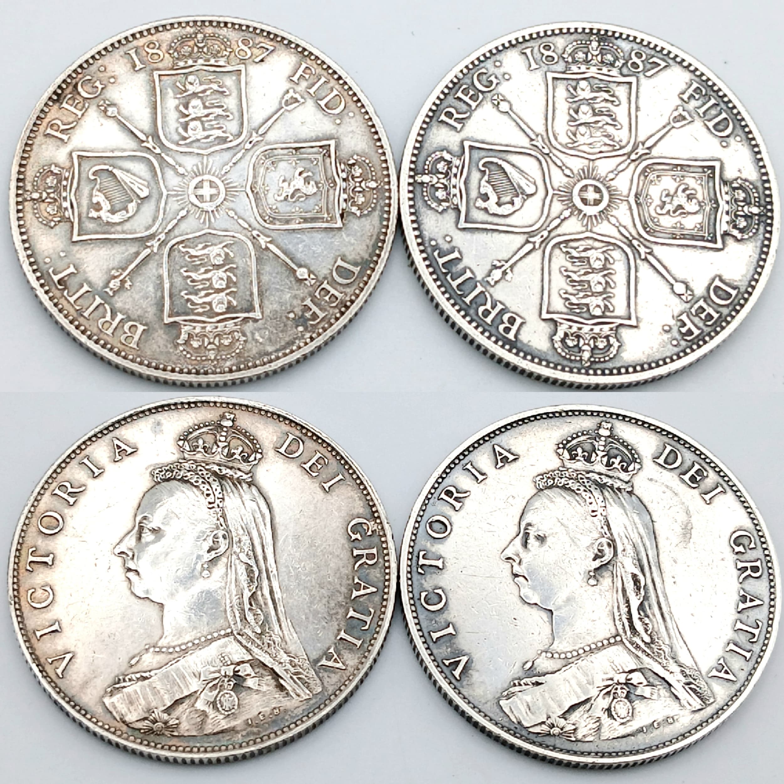 Two Queen Elizabeth II Silver 1887 Florin Coins.