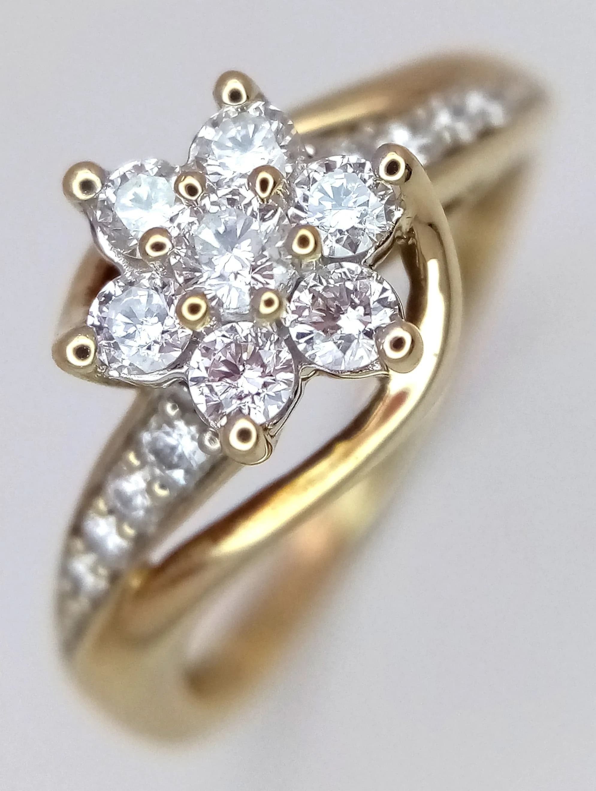 A 9K Yellow Gold Crossover Diamond Star Ring. Size N 1/2. 3.2g total weight. MT6.