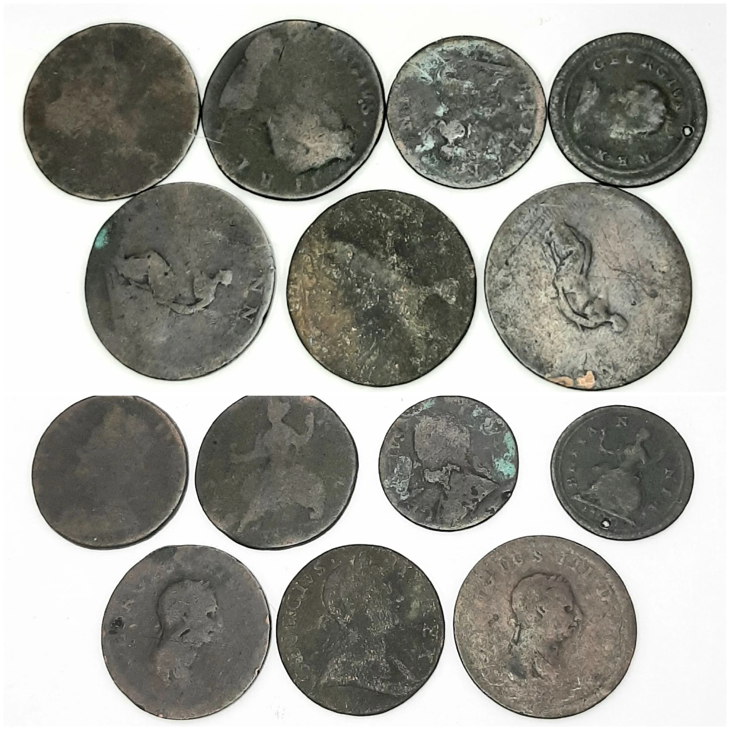 Selection of GEORGE III COPPER COINS. Worn - Fair Condition. Please see pictures.
