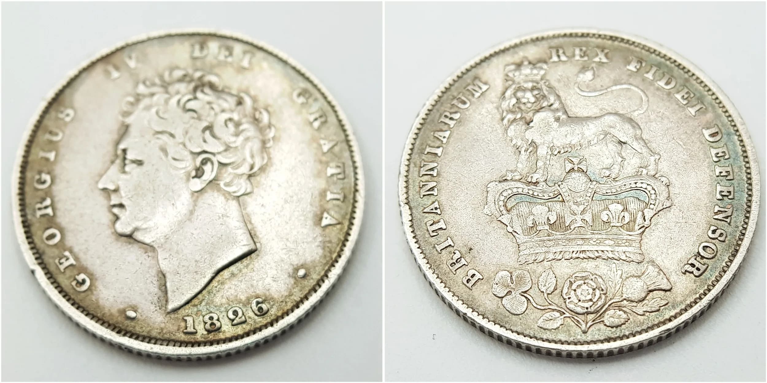 A Very Fine Condition George IV 1826 Dated Silver Shilling. Graded on the Sheldon Scale. Weight 5.57 grams.