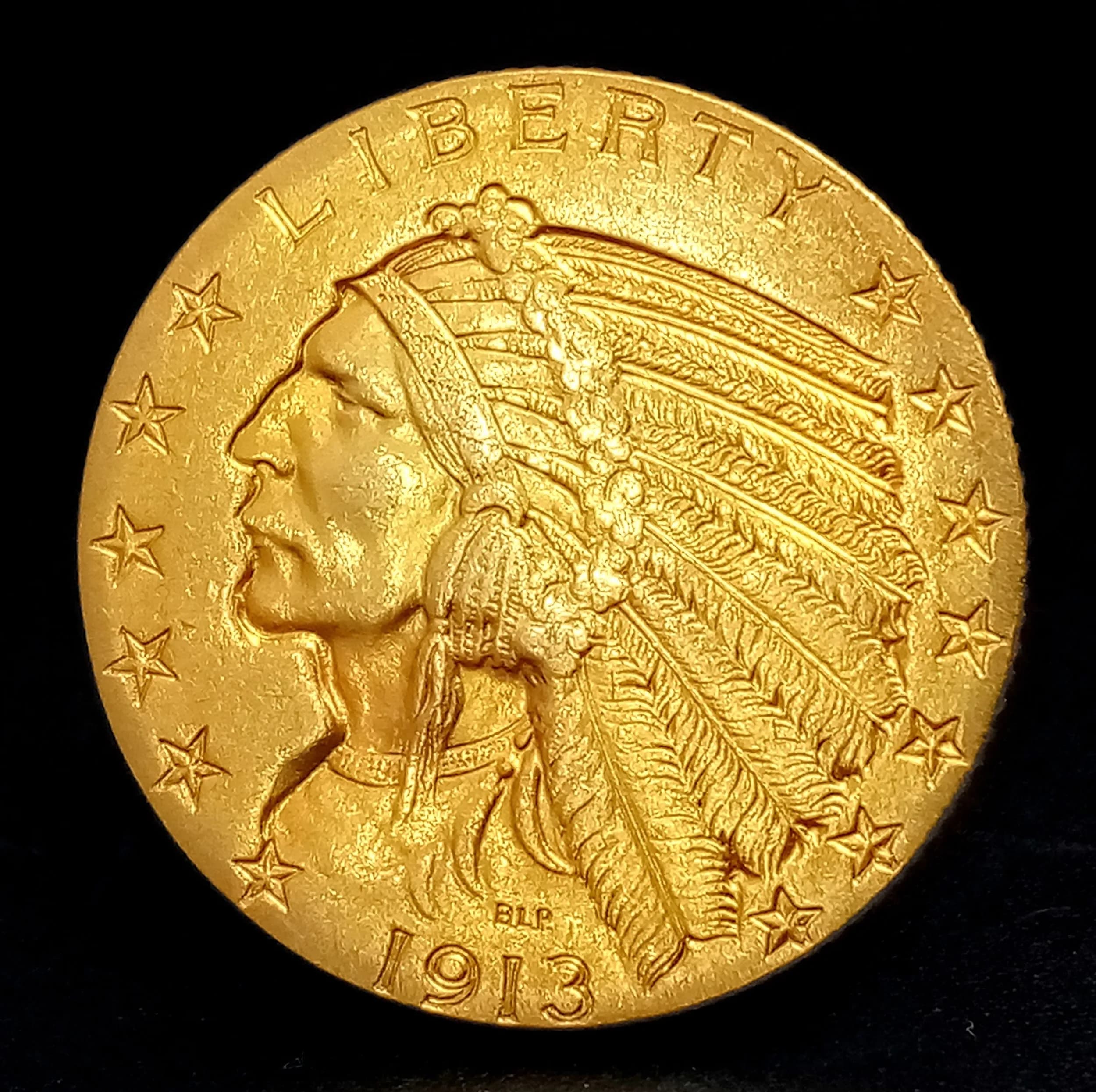 A 1913, PHILADELPHIA MINT, INDIAN HEAD, 5 DOLLAR COIN. TOTAL WEIGHT 8.3G. C 5002