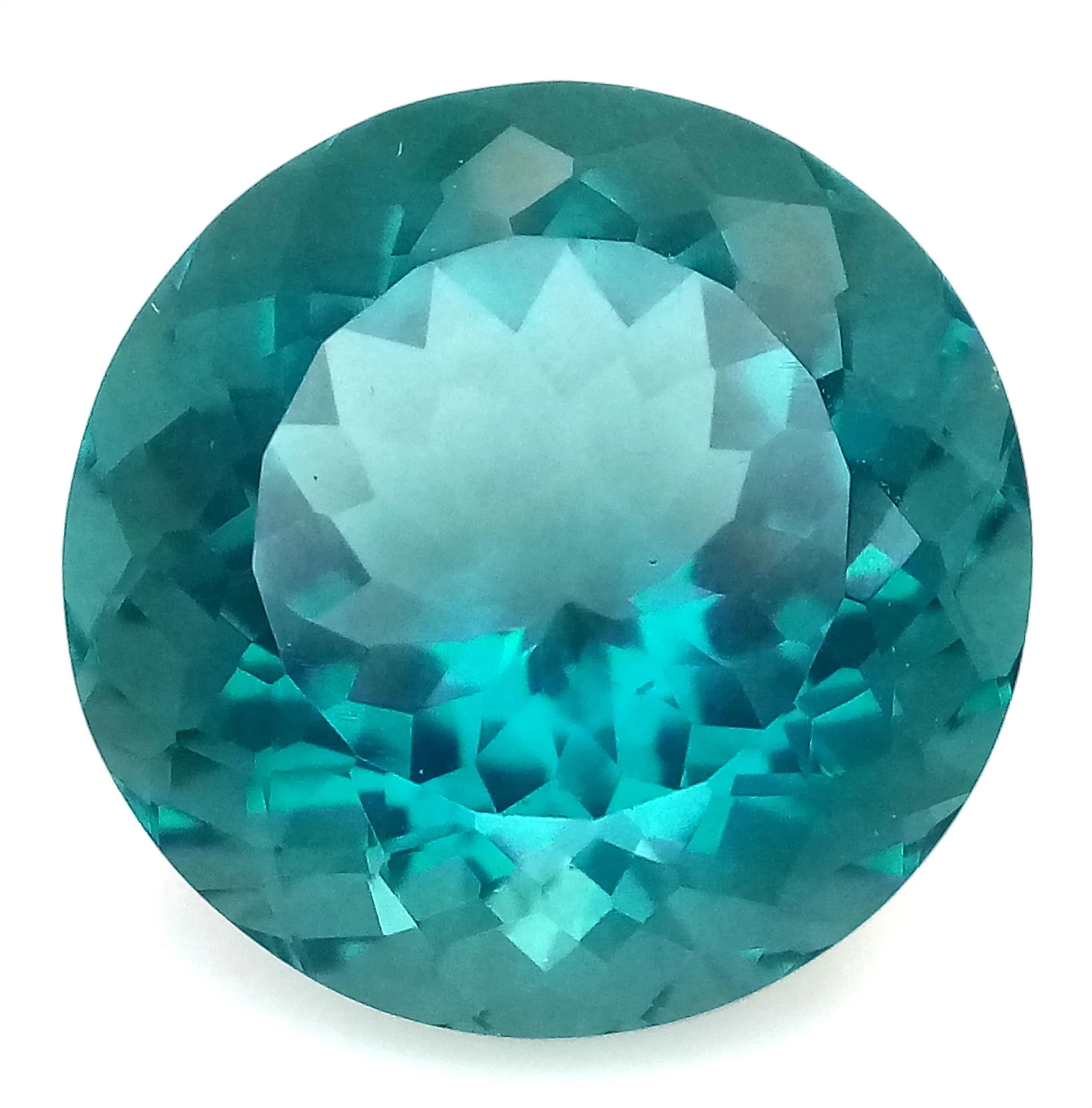 A Vibrant 21ct Green Kunzite Round Cut Gemstone. Heat treated. No certificate so as found.