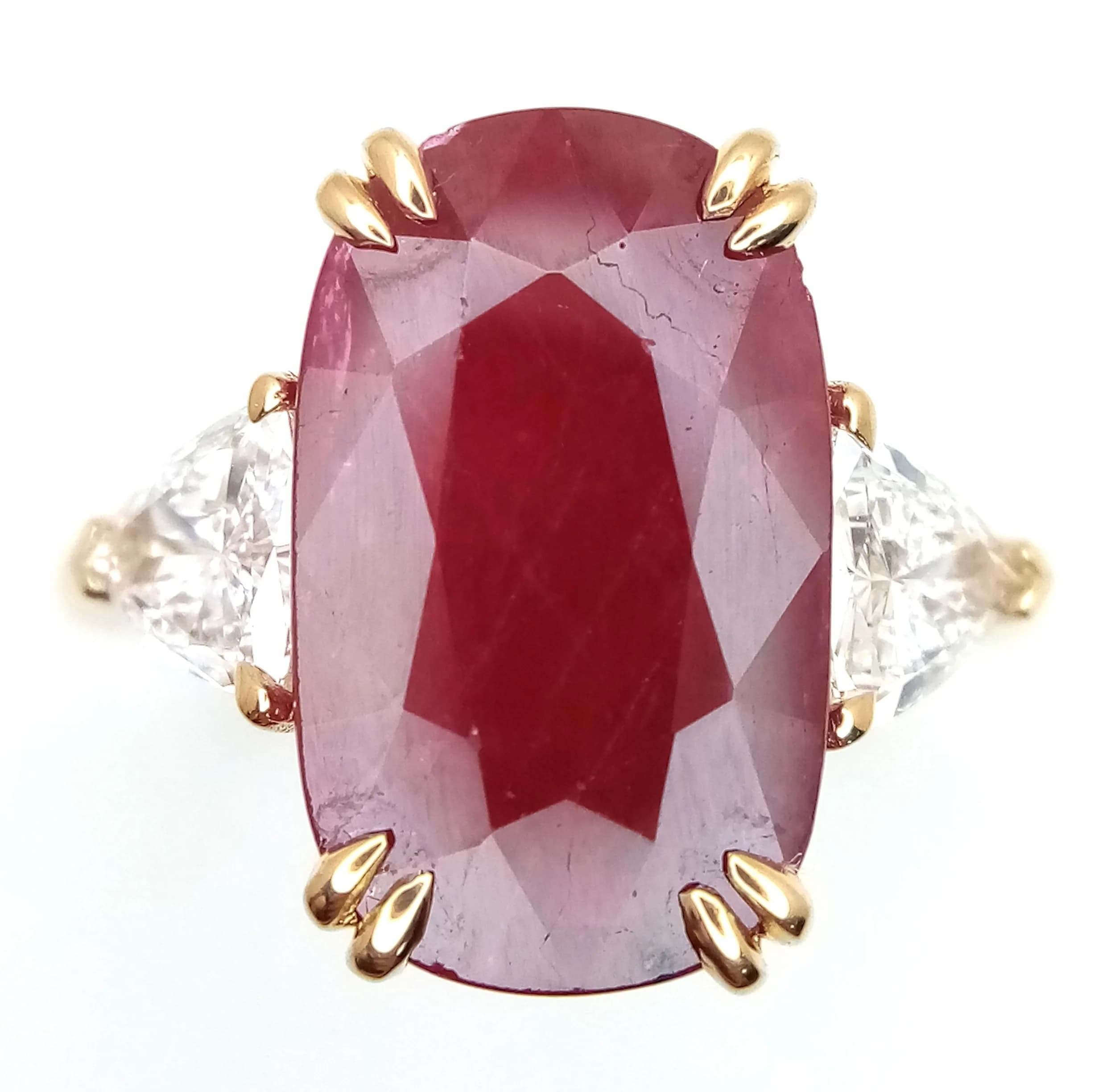 An Exquisite 18K Yellow Gold Mozambique Ruby and Diamond Cocktail Ring